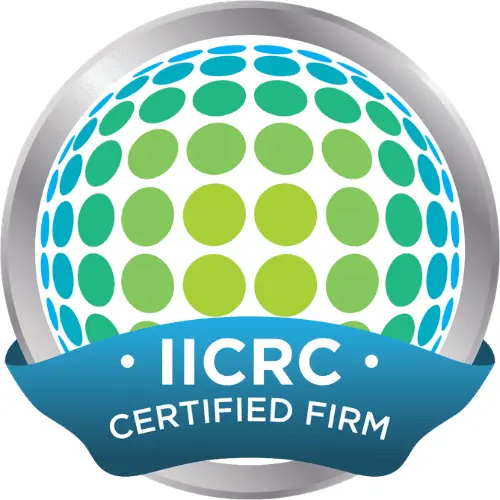 IICRC Certified Firm badge, demonstrating that Wharton Carpet Cleaning meets professional industry standards in Phoenix.